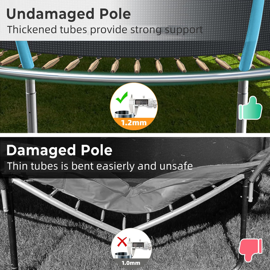 12ft Trampoline with Safety Enclosure, SEGMART Upgrade Outdoor Trampoline with Basketball Hoop, Heavy Duty Back Yard Trampoline with Ladder for Kids and Adults, Black