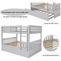 SEGMART Gray Full over Full Bunk Bed with Trundle, Solid Wood Full Bunk Bed with Ladder, Full Size Detachable Bunk Bed Frame for Kids, Boys, Girls, Teens, No Box Spring Needed, LLL1476