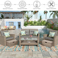 SEGMART 6 Piece Outdoor Patio Furniture Sets, All-Weather Rattan Conversation Set with Ottoman & Cushions, Outdoor Sectional Wicker Set for Backyard, Deck, Poolside