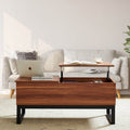 Wood Lift Top Coffee Table with Hidden Compartment, 3 in 1 Multi-Function Lift Tabletop with Storage, Modern Style Dining Table for Living Room and Office, 41-inch, Rustic Oak