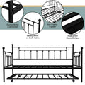 Daybed with Trundle Bed Twin Size, SEGMART Metal Trundle Bed Frame Twin Daybed Frame, Twin Daybed with Metal Slat Support, Daybed for Bedroom Guest Room, No Box Spring Needed, Black