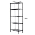 5 Tier Storage Shelves Wire Storage Shelves, Metal Shelves for Garage Metal Storage Shelving, Pantry Shelves Kitchen Rack Shelving Units and Storage, 21.25" x 11.42" x 59.06", Black, S10145