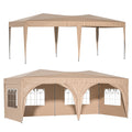 10'x20' Pop Up Outdoor Canopy with Adjustable Leg Heights, SEGMART Foldable Gazebo Tent with Carry Bag, Portable Event Instant Tent Gazebo with Removable Sidewalls for Parties Wedding Camping, Beige