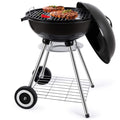 Small Charcoal Grill, SEGMART Charcoal BBQ Grill Charcoal with 2 Wheels, Outdoor BBQ Grill Charcoal with Ventilation & Metal Griddle, 18" Dia x 23.6" H Grill Outdoor Cooking for Camp Yard, Black,H1215