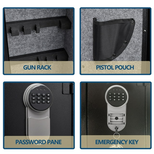 Gun Cabinet, Gun Safe with Keypad, Rifle Safe with 3 Pistol Holders, Gun Safe with Internal Light/Removable Shelf/Alarm System, Gun Safes for Rifles/Shotguns, 3.6 Cu.Ft Gun Safe Hold 2-3 Rifles, H2415