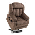 Power Lift Recliner Chair for Elderly, Heavy Duty and Safety Motion Reclining Mechanism Recliner Chair with Remote Control, Plush Fabric Sofa Living Room Chair with Overstuffed Design, Brown, SS239
