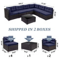 Patio Outdoor Furniture Sets, 7 Pieces All-Weather Rattan Sectional Sofa with Tea Table, Cushions & Pillow, PE Rattan Wicker Sofa Couch Conversation Set for Garden Backyard Poolside, B04