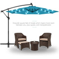 Solar Umbrellas, SEGMART 10FT Patio Umbrella with 32 LED Lights, Cantilever Outdoor Umbrella with Crank, Cross Base, Market Umbrella, Backyard Offset Umbrella for Garden, Lawn, Yard, Blue