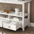 57.9" 3-Tier Vintage Console Table with 3 Drawers, Buffet Sideboard Hallway Foyer Table with Storage Shelves, Narrow Long Sofa Entryway Table for Living Room, Kitchen Counter, White