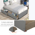 Twin Bed Frame with Storage, Twin Size Bed Frame for Adults Teens Kids, SEGMART Stylish Wooden Twin Bed Frame with Drawers/Wood Slat Support, Classic Twin Bed Frame No Box Spring Needed, Grey, H695