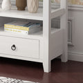 57.9" 3-Tier Vintage Console Table with 3 Drawers, Buffet Sideboard Hallway Foyer Table with Storage Shelves, Narrow Long Sofa Entryway Table for Living Room, Kitchen Counter, White