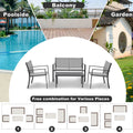 Segmart Patio Furniture Set, Outdoor Textilene Conversation Set w/Anti-rust Frame, Porch Sectional Loveseat Table and High Backrest Armchairs, Max 600LBS