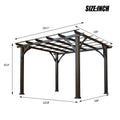 10' x 12' Patio Pergola, Weather-Resistant Cedar Wood Pergola with Ground Stakes, Wood Grape Gazebo for Climbing Plant Support, Garden, Patio, Backyard, Deck, Brown