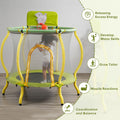 4FT Trampoline with Safety Enclosure Net for Kids, Toddler Mini Trampoline with Basketball Hoop, Ball, Indoor Outdoor Recreational Trampoline with Arc Designed, Gift for Boys & Girls, Light Yellow