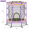 55'' Mini Round Kids Trampoline with Safety Enclosure Net and Spring Pad, Outdoor Indoor Small Trampoline for Kids, Toddlers Trampoline for Indoor Outdoor, Gift for Boy Girl, Age 1-8, Purple