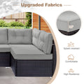 7 Piece Outdoor Patio Furniture Set, Modular Outdoor Sectional Sofa Set with Removable Cushions, PE Rattan Conversation Sets with Coffee Table, Gray