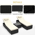 Outdoor Lounge Chairs, 3Pcs Patio Chaise Lounge Chairs Furniture Set with Adjustable Back and Head Pillow, All-Weather Rattan Reclining Lounge Chair for Beach, Backyard, Porch, Garden, Pool, LLL1542