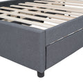 Full-Size Upholstered Platform Bed with Trundle, Upholstered Bedframe w/2 Storage Drawers for Kids, Teens, Mattress Foundation for Bedroom, Guestroom, Dorm, No Box Spring Required, Gray