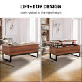 Wood Lift Top Coffee Table with Hidden Compartment, 3 in 1 Multi-Function Lift Tabletop with Storage, Modern Style Dining Table for Living Room and Office, 41-inch, Rustic Oak