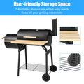 BBQ Charcoal Grill, 45.28-Inch Length Portable Barbecue Grill, Offset Smoker Barbecue Oven with Wheels & Thermometer for Outdoor Picnic Camping Patio Backyard
