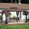 13'x10' Patio Gazebo with Mosquito Nettings, SEGMART Outdoor Shelter Tent with Metal Steel Frame, Heavy Duty Canopy Gazebo with Double Vented Roofs for Backyard, Patio, Garden, Lawn, Deck, Brown