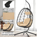 Outdoor Swinging Egg Chair, Patio Wicker Hanging Chairs with Stand, UV Resistant Hammock Chair with Comfortable Cushion, Durable Indoor Swing Egg Chair for Garden, Backyard, L3958