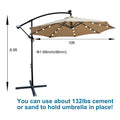 Segmart 10ft Taupe and Black Cantilever Offset Patio Umbrella with Solar Lights