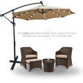 Segmart 10ft Taupe and Black Cantilever Offset Patio Umbrella with Solar Lights