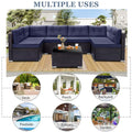 Patio Outdoor Furniture Sets, 7 Pieces All-Weather Rattan Sectional Sofa with Tea Table, Cushions & Pillow, PE Rattan Wicker Sofa Couch Conversation Set for Garden Backyard Poolside, B04