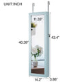 Wall Door Mounted Jewelry Armoire Cabinet with Full Length Mirror, 6 LEDs Lockable Jewelry Organizer Box with 2 Drawers, Bracelet Rod, Large Storage Capacity, Valentine's Day Gifts, Blue