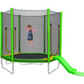 7FT Trampoline for Kids with Safety Enclosure Net, SEGMART Toddler Trampoline with Removable Slide, Upgrade Recreational Trampoline with Jumping Mat for Indoor Outdoor Backyard, Green
