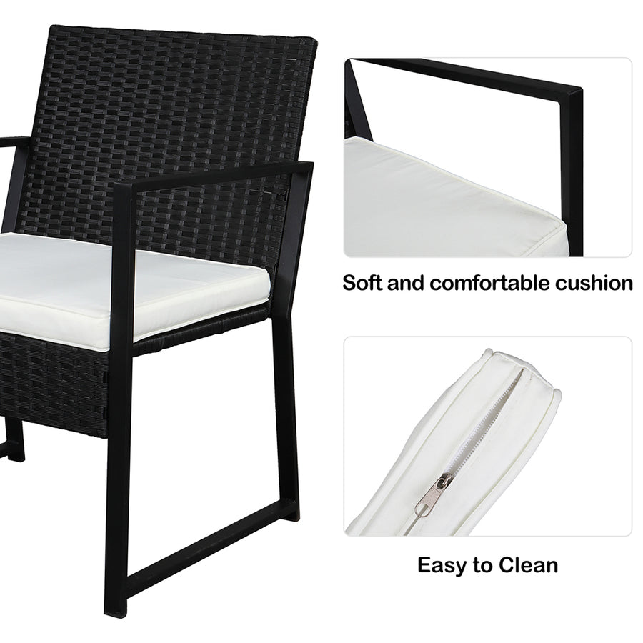 Outdoor Patio Furniture Sets Clearance, 3 Piece Outdoor Chairs with Cushions, Modern Patio Bistro Rattan Chair Conversation Sets with Coffee Table for Backyard Garden Pool Deck, L