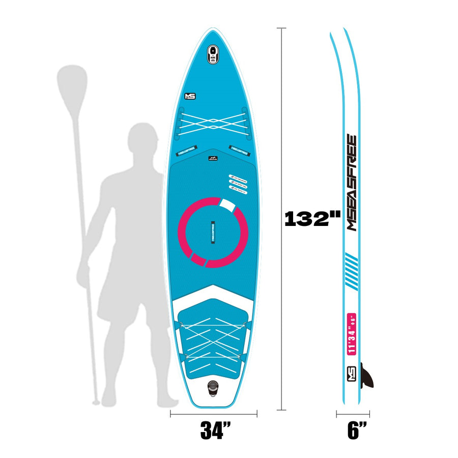 11' Inflatable Stand Up Paddle Board with Premium SUP Accessories, SEGMART Paddle Board with Non-Slip Deck, Carry Bag, Pump, Portable Paddleboard with Leash, Repair Kit for All Skill Levels, Blue