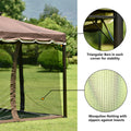 Vented Dome Top Patio Gazebo, Double Roofs Outdoor Shelter Canopy Tent with Nettings and Privacy Screens for Deck Backyard Patio Garden, 9.8 ft. Wx9.8Ft.L, Brown