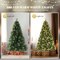 7.5FT Flocked Christmas Tree, Prelit Artificial Christmas Tree with 550 LED Lights 1450 Branch Tips, Light Up Snow Flocked Christmas Tree Decor for Party Wedding Office Home Bedroom