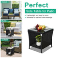 SEGMART Outdoor Wicker Side Table, All Weather Resistant Patio Bistro Table, PE Rattan Coffee End Table with Storage Shelf for Deck, Poolside, Terrace