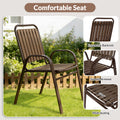 5 Piece Outdoor Dining Set, Patio Furniture Set with 4 Armrest Chairs and Steel Slat Table, All-Weather Conversation Set for Patio, Backyard, Deck, Poolside - Brown