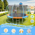 12ft Trampoline with Safety Enclosure, SEGMART Upgrade Outdoor Trampoline with Basketball Hoop, Heavy Duty Back Yard Trampoline with Ladder for Kids and Adults, Black