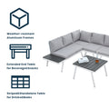 All-Weather Aluminum Outdoor Patio Furniture Set, Modern Patio Conversation Sets, Outdoor Sectional Metal Sofa with Cushion and Coffee Table for Backyard, Balcony, Garden, Light Grey
