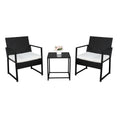 Outdoor Patio Furniture Sets Clearance, 3 Piece Outdoor Chairs with Cushions, Modern Patio Bistro Rattan Chair Conversation Sets with Coffee Table for Backyard Garden Pool Deck, L