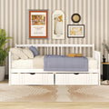 SEGMART Captain’s Bed, Modern Daybed Bed with 2 Storage Drawers, Twin Solid Wood Trundle Bed with Headboard and Footboard, Twin Daybed Bed for Kid's Room, Teens, White, 300lbs, White, S313