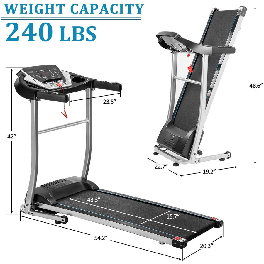 Home Use Foldable Exercise Machine Treadmills for Home, Electric Motorized Treadmill w/EKG Grip Pulse Sensor, Electric Running Jogging Exercise Equipment Treadmill for Gym Cardio, 240lbs, S5758