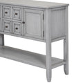 Segmart Console Table with 4 Storage Drawers, Wood Buffet Sideboard Desk with 2 Cabinets and Bottom Shelf, Retro Wood Console Table Storage Cabinet for Dining Room Entryway, Antique Gray