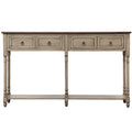 Tall Console Table with 2 Big Drawers and Bottom Shelf, SEGMART Retro Wood Tall Console Table with Wood Frame and Legs, Accent Storage Cabinet for Entryway, Antique Grey, S6397