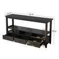57.9" 3-Tier Vintage Console Table with 3 Drawers, Buffet Sideboard Hallway Foyer Table with Storage Shelves, Narrow Long Sofa Entryway Table for Living Room, Kitchen Counter, Black