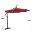Patio Umbrella with Led Lights, 10FT Solar LED Offset Outdoor Umbrella, Hanging Cantilever Market Patio Umbrella with Crank, Cross Base, Backyard Offset Umbrella for Garden Pool Deck, 32LED