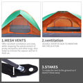 Family Tents for Camping Bundle, Camping Tent Sun Dome Tent with Camping Accessories, Camping Instant Tent for 2-Person Double Door, Orange & Green, S10421