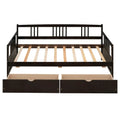 Twin Daybed Bed, SEGMART Captain Sofa Bed with 2 Storage Drawers, Wood Twin Daybed Bed with 10 Slats Strong Support, Farmhouse Style Solid Wood Bedframe for Kid's Room, Teens, Espresso, SS2660