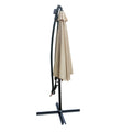 Segmart 10ft Taupe and Black Cantilever Offset Patio Umbrella with Solar Lights