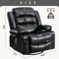 PU Leather Electric Massage Swivel Recliner Chair with Remote Control, Larg Recliner Chair for adult, Heavy Duty Electric Massage Rocking Chair Recliners Sofa Lounge Chair for Living Room, Black